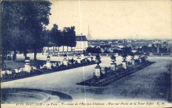 VINTAGE POSTCARD St Cloud the Park Terrace of L Old Castle Seen on Paris and the Eiffel Tower