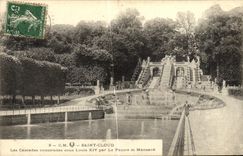VINTAGE POSTCARD St Cloud Cascades Built Under Louis XIV by Pautre and Mansard