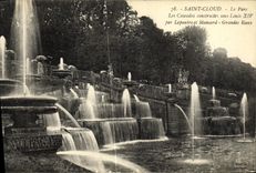 VINTAGE POSTCARD St Cloud Built Cascades Sounds Louis XIV by Lepautre and Mansard