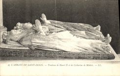 VINTAGE POSTCARD L Abbey Of Saint Denis Tomb of Henri II and Catherine de Medicis