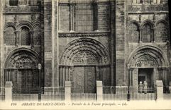 VINTAGE POSTCARD Abbey Of Saint Denis Gates of the Principal Frontage