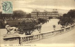 CPA Paris Le Jardin du Luxembourg Lion
