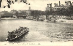 CPA Paris Vue sur la Seine lle Saint Louis Peniche Quinquina