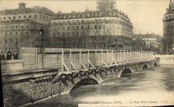 VINTAGE POSTCARD Paris the Bridge Notre Dame Floods 1910