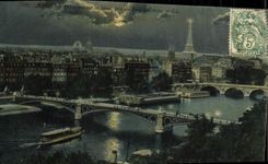 CPA Paris Panorama sur la Seine pris du pont des Arts Tour Eiffel