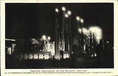 CPA Exposition Internationale des Arts Decoratifs Paris 1925 Les illuminations Les jardins floraux de la ville de Paris 