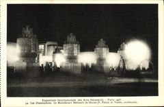 CPA Exposition Internationale des Arts Decoratifs Paris Les illuminations sur la Manufacture des servers