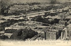 Districtos tomados panorama de Paris de la POSTAL de la VENDIMIA de L Alma del Champs Elysees