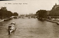 VINTAGE POSTCARD Paris the Royal Bridge Barge Boat