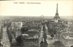 Torre Eiffel de la opinion panoramica de Paris de la POSTAL de la VENDIMIA