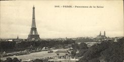 Panorama de Paris de la POSTAL de la VENDIMIA de la torre Eiffel de Seine