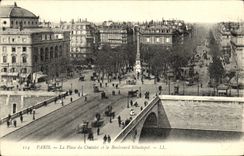 VINTAGE POSTCARD Paris the Place of Chatelet and the Sebastopol Boulevard
