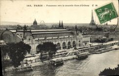 Panorama de Paris de la POSTAL de la VENDIMIA hacia la nueva torre Eiffel de la estacion D Orleans