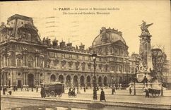 Lumbrera de Paris de la POSTAL de la VENDIMIA y el monumento de Gambetta
