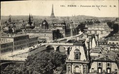 CPA Paris Panorama des Sent Ponts Tour Eiffel