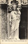 VINTAGE POSTCARD Paris Notre Dame Virgin of Portall de Gauche