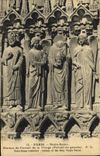 VINTAGE POSTCARD Paris Notre Dame Statues of the gate of the virgin Gate of left