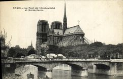 VINTAGE POSTCARD Paris the Bridge of L Archbishop s palace and Notre Dame