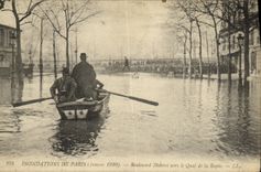 VINTAGE POSTCARD Paris Floods Diderot Boulevard towards the quay of Rapee