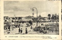 VINTAGE POSTCARD Old Paris the Place and the Bridge of the Harmony at the Beginning of the Reign of Louis Philippe