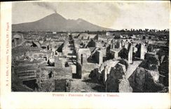 Degli Scavi E Vesuvio del panorama de Pompeya de la POSTAL de la VENDIMIA