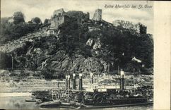VINTAGE POSTCARD Ruin Rheinfels EIB St Goar Boats
