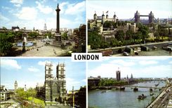 MODERN CARD Trafalgar Public garden The Tower and Tower Brige