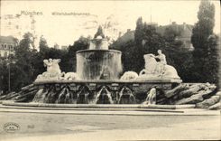 VINTAGE POSTCARD Munchen Wittelsbach brunnen