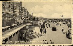 VINTAGE POSTCARD Oostende Installations of the cabins and beach