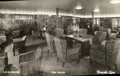 VINTAGE POSTCARD The Living room S of Fatty Steamer Frenhc line