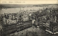 POSTAL Amberes Belgica de la VENDIMIA el panorama