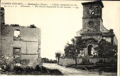 VINTAGE POSTCARD Montpatelize L Bombardee church By German Militaria