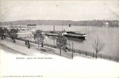 VINTAGE POSTCARD Geneva Quay Of Mont Blanc Boat
