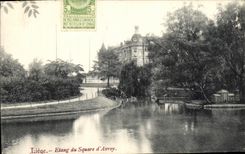 VINTAGE POSTCARD Liege Pond of the Public garden D Avroy