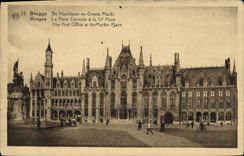 VINTAGE POSTCARD Bruges the central post office with large places