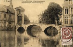 VINTAGE POSTCARD Bruges Bridge Of Beguinage and L Main entrance