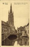 VINTAGE POSTCARD Bruges Museum of Gruuthuse and Eglise Notre Dame