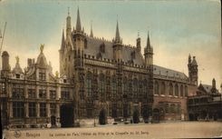 VINTAGE POSTCARD Bruges District court L Town hall and the Vault of St Blood