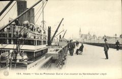 POSTAL Amberes de la VENDIMIA vista del vapor meridional de la  promenade  D del barco de Norddeutscher Lloyd