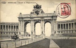 Arcada de Bruselas de la POSTAL de la VENDIMIA de Cinquatenaire