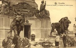 Columna de Bruselas de la POSTAL de la VENDIMIA de congrios la tumba del leon del soldado desconocido