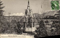 VINTAGE POSTCARD Geneva Monument Brunswick and Mont Blanc