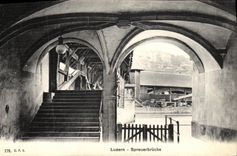 VINTAGE POSTCARD Geneva Luzern Spreuerbrucke