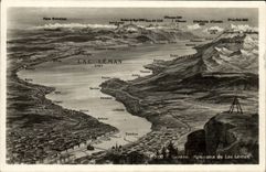 VINTAGE POSTCARD Geneva Panorama of the lake Leman