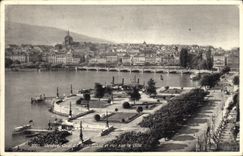 VINTAGE POSTCARD Geneva Quay of Mont Blanc and Vue On the City