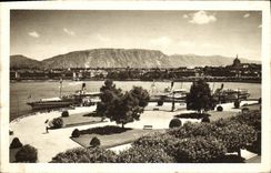 VINTAGE POSTCARD Geneva Quay of Mont Blanc and the City