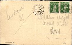 VINTAGE POSTCARD Geneva L Island Rousseau and Mont Blanc