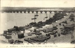 CPA Bordeaux Vue des Quais et du Pont de Pierre Effet de Nuit