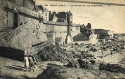 VINTAGE POSTCARD Holy Malo the Beach and Walls