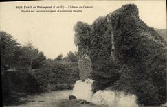 VINTAGE POSTCARD Drill of Paimpont Castle of Comper Ruins of the old walls and old ditches
